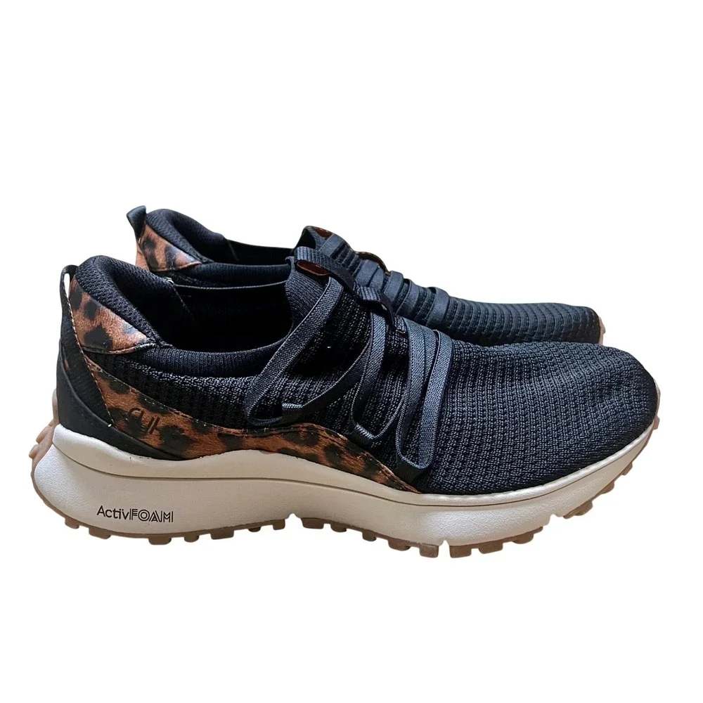 Ryka Jumpstart Lace Womens 9.5M Black Leopard Print ActiviFOAM Walking Shoes NEW